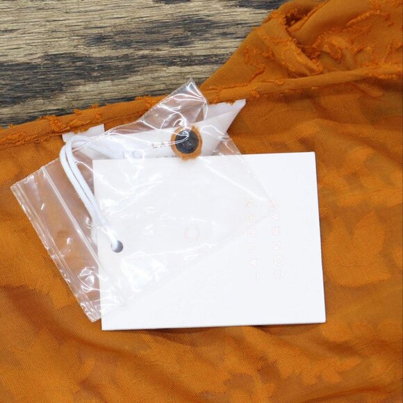 NWT Lc Lauren Conrad Ruffled Peasant Blouse WL23W019RS1 M Copper Falls Orange - Picture 4 of 5